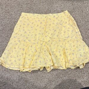 Hollister Yellow Skater Mini Skirt with Ruffled Tiers